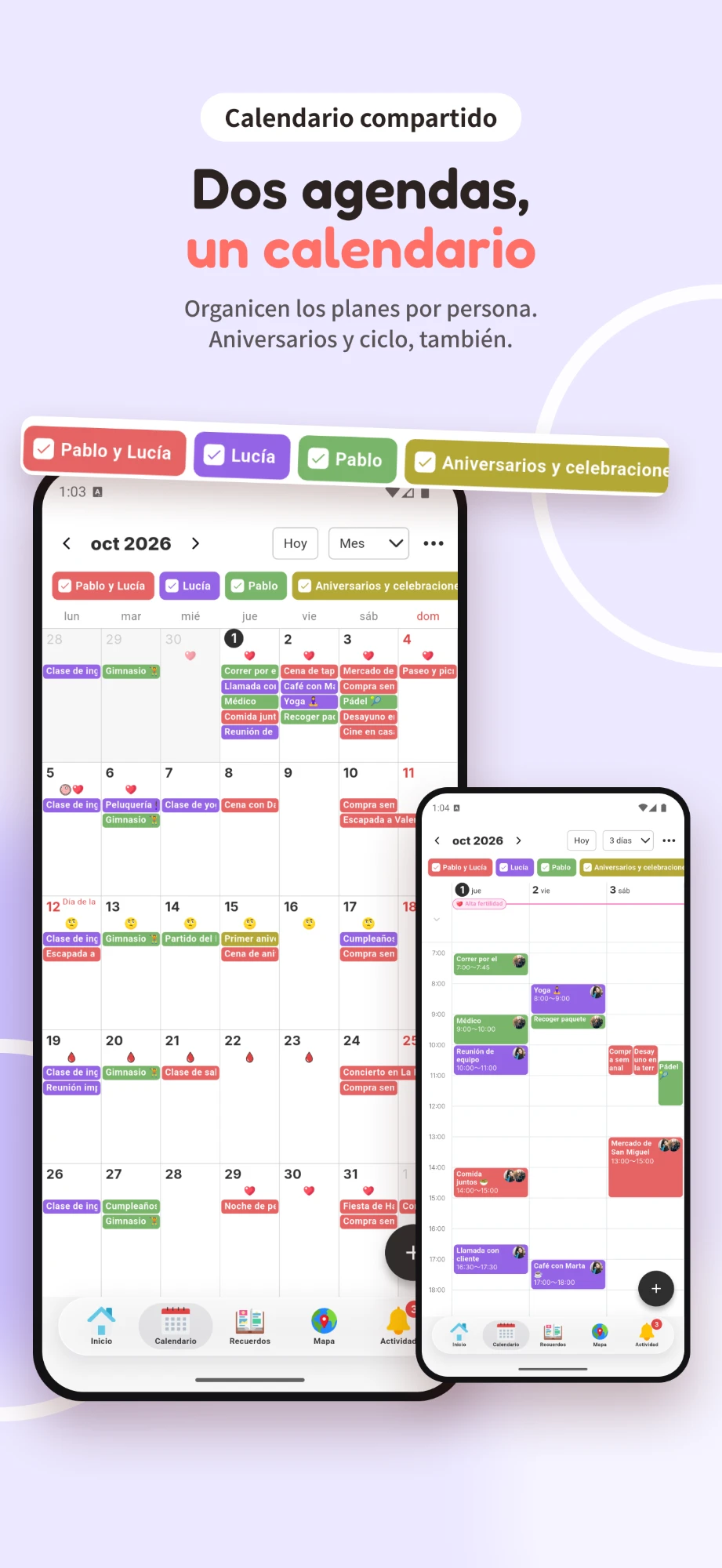 Calendario compartido: dos agendas, un calendario