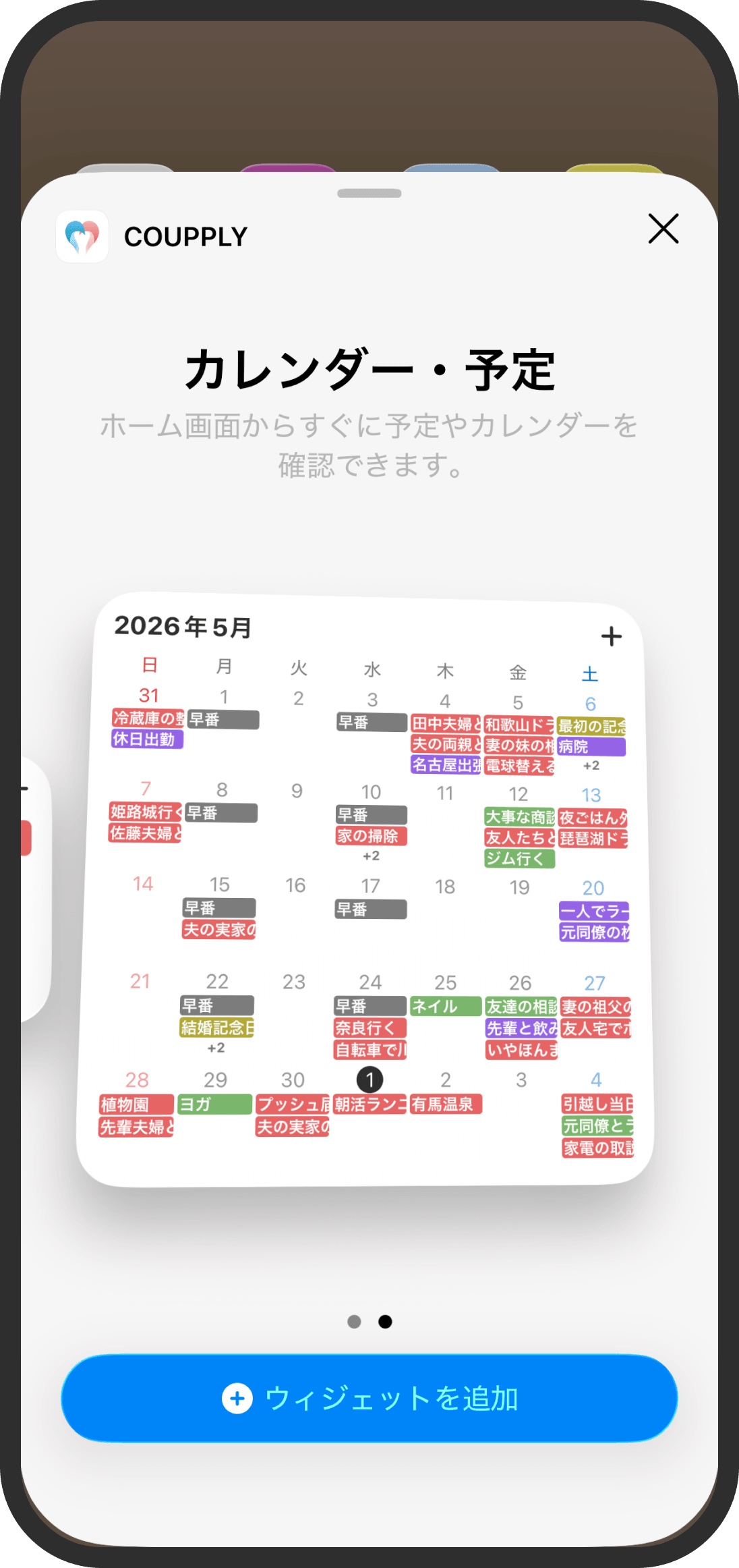iOS widget: month calendar